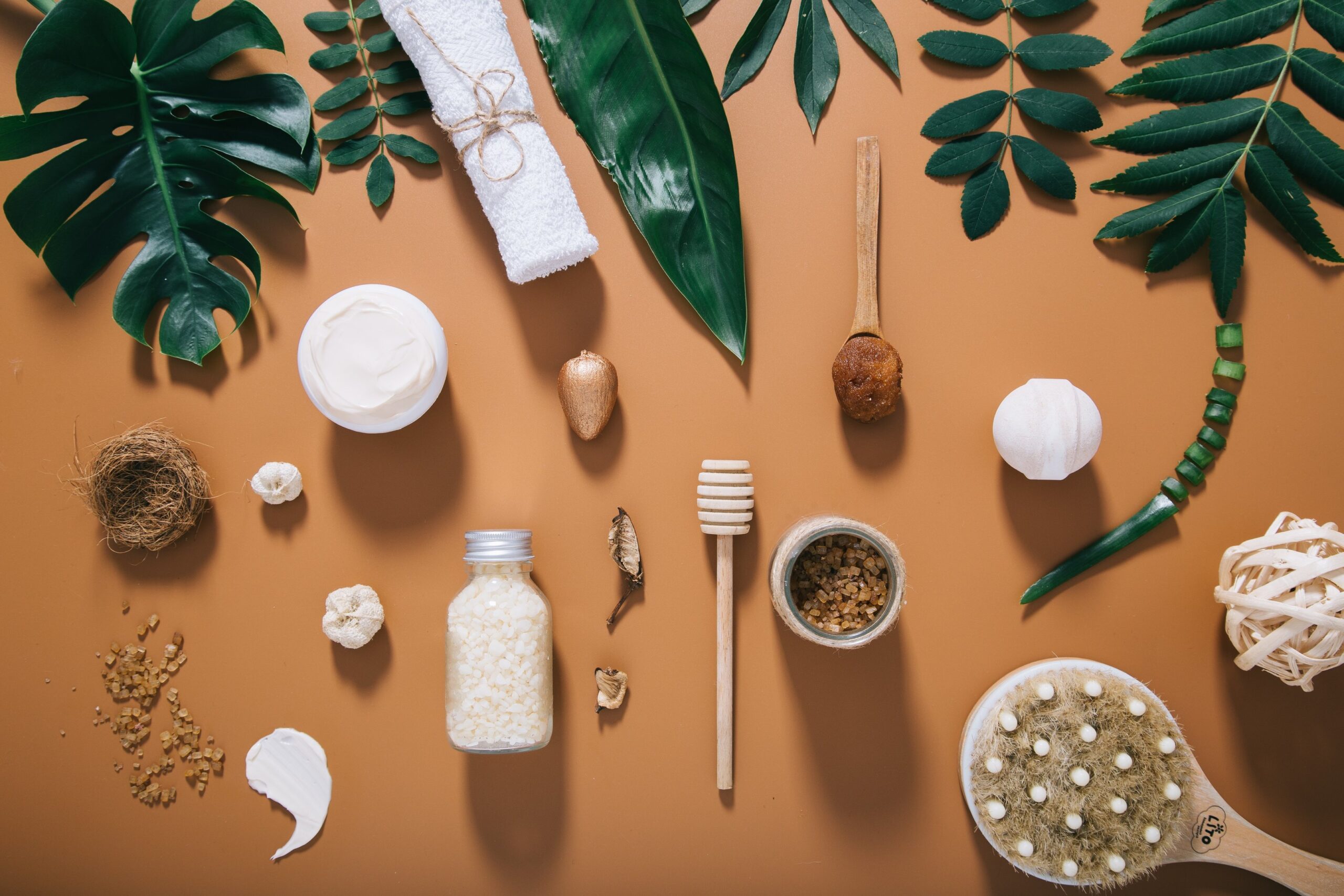 Skincare products arranged for different skin types on a clean background