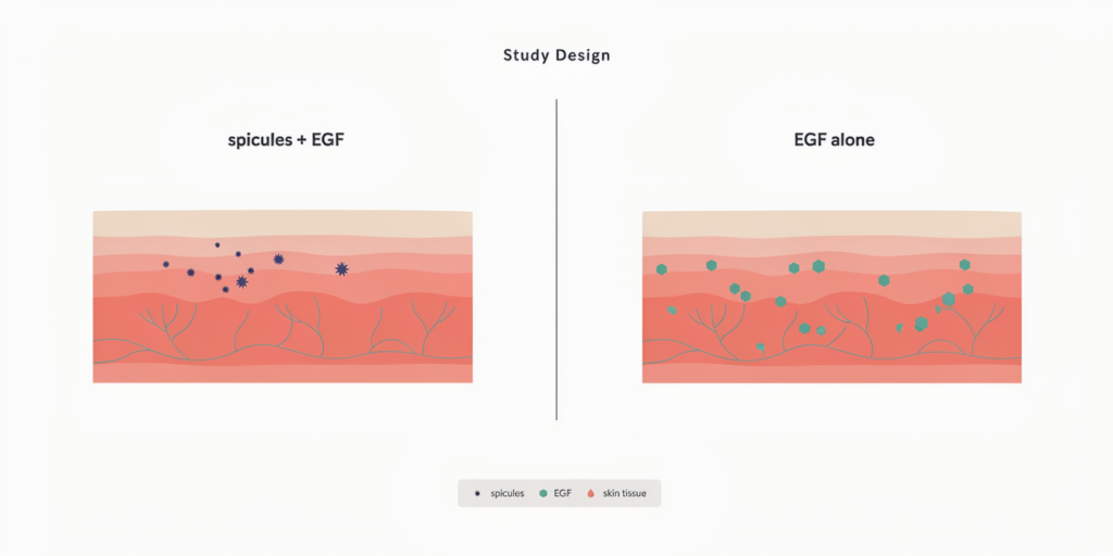 Do Spicules Boost Collagen? Chart comparing whether spicules boost collagen with and without added actives.