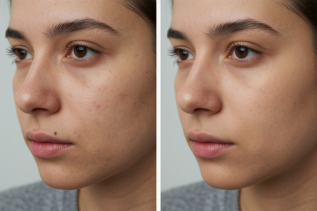 before/after-style texture comparison